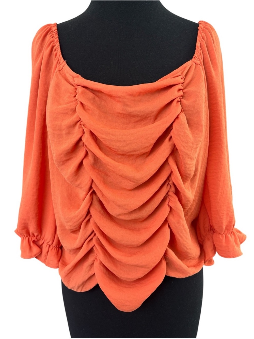 Cato Women’s Orange Gathered Front Blouse